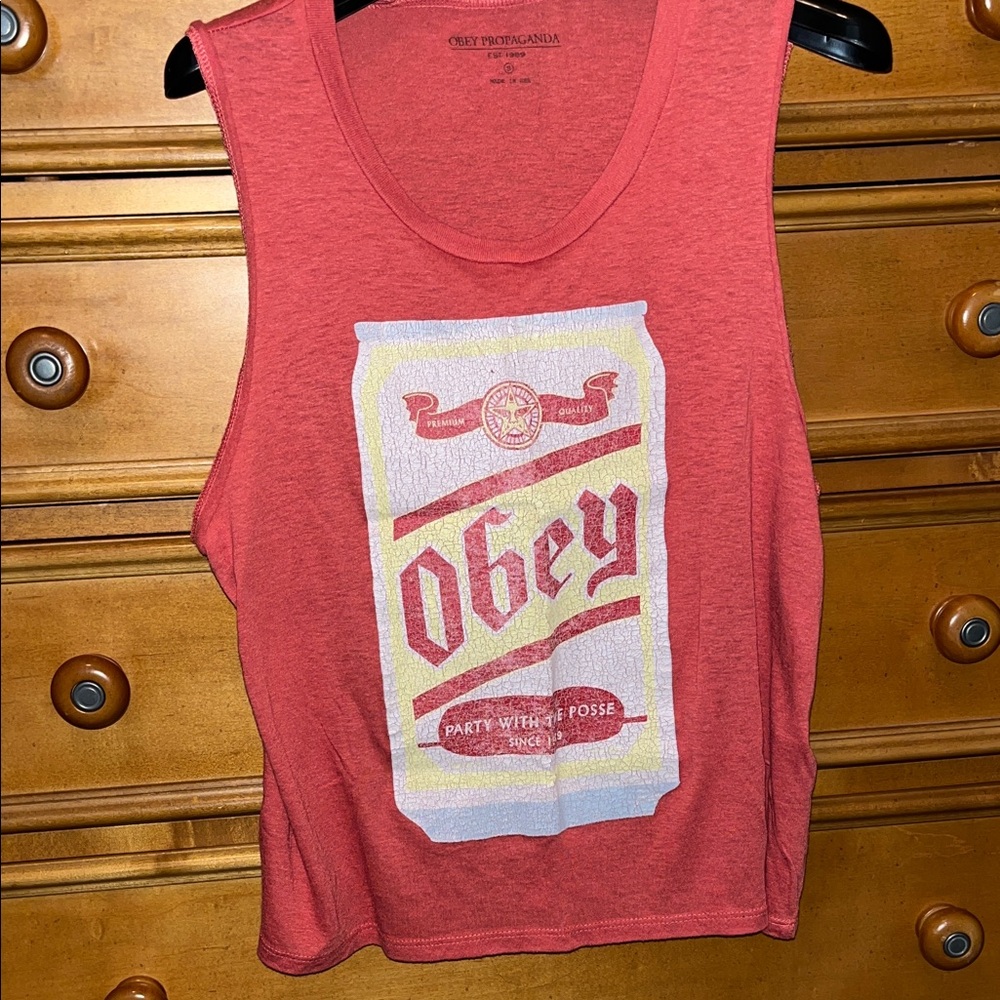 Obey Red Graphic Sleeveless Top